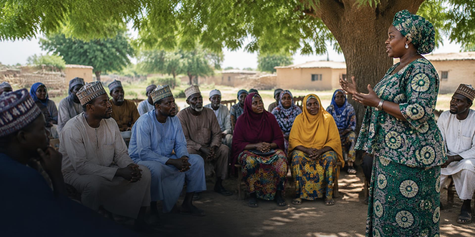 Illustrative community dialogue under a tree in northern Nigeria